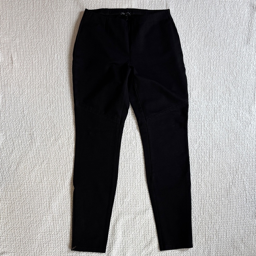 Eileen Fisher Black Ponte Legging Pants, Small, Stretch, Zip Up Ankle, EUC